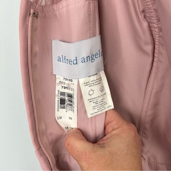 Alfred Angelo Dusty Rose One Shoulder Lined Chiffon Bridesmaid Dress Sz 10 - Picture 10 of 14